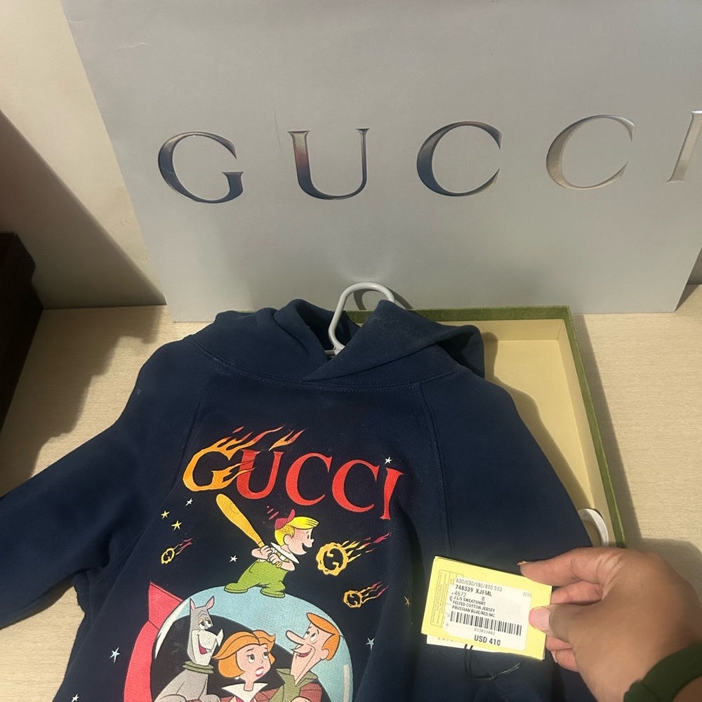 Gucci Kids Blue Graphic Hoodie